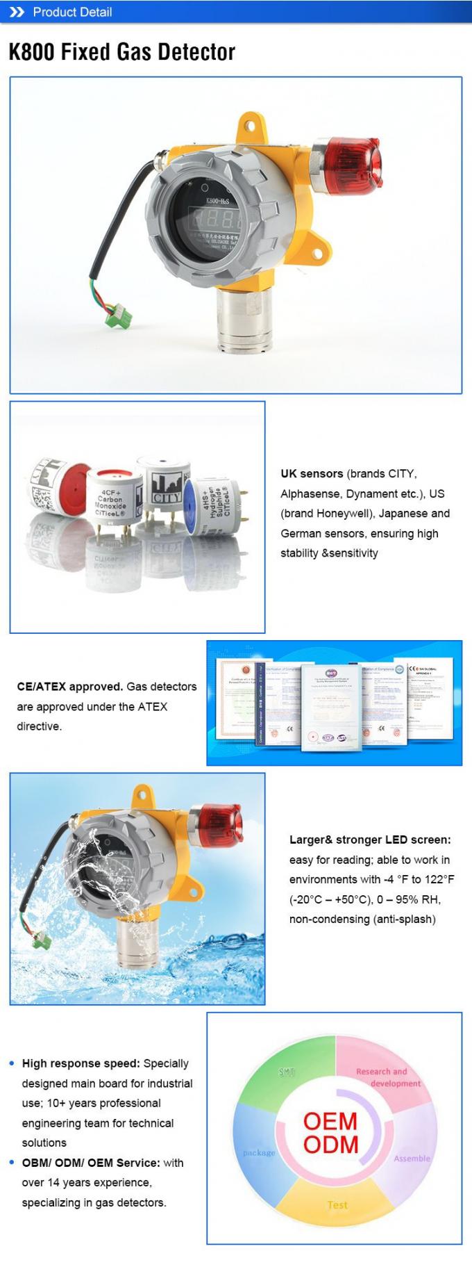 K800 Fixed Gas Detector Exd Iict6 Explosion Proof For Hazardous ...
